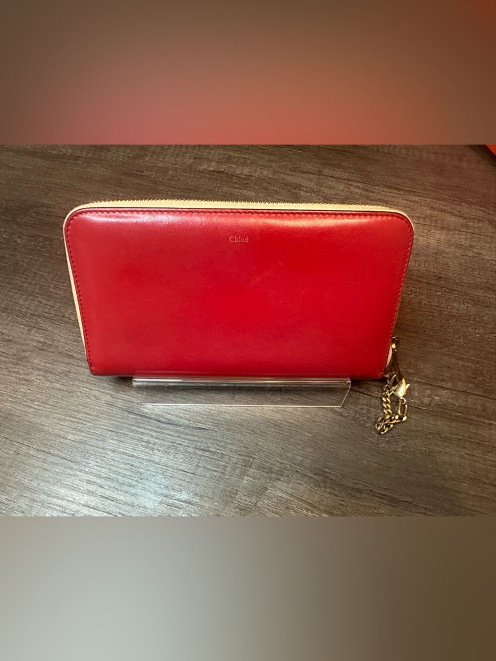 Chloé Red/Tan Baylee Long Zip Wallet - Picture 10 of 10